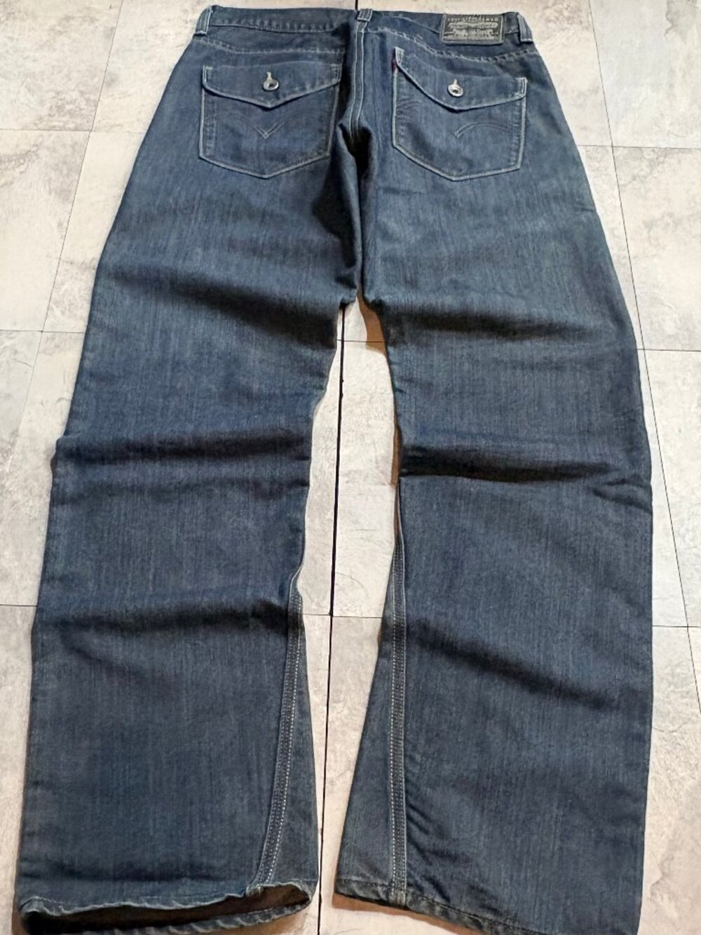 Levi's 514 Slim Straight Jeans Men's 34x34 Dark Indigo Flap Pocket Y2K